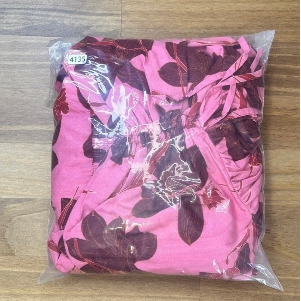NWOT Du Paradis Pink Floral Backless Cotton Midi Dress Medium - Picture 12 of 12